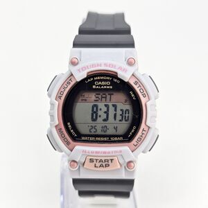 Casio Tough Solar Women Watch 35MM Pink White Case Gray Plastic Band New Battery